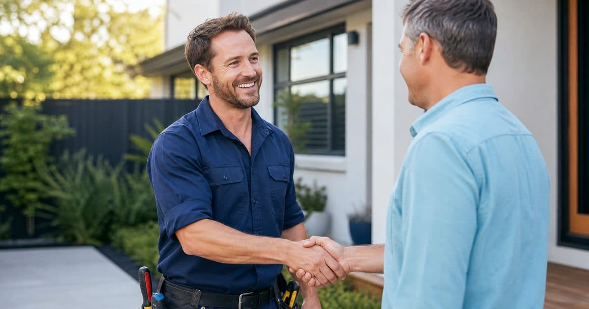 Australian tradie earning a five-star review from a happy customer after a job